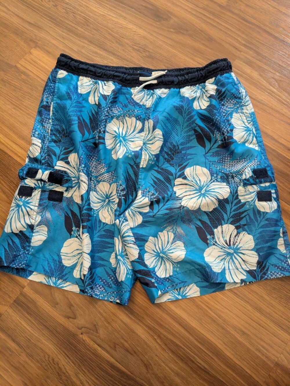 Hawaiian Authentic Swim/Surf Shorts Mesh Lining Blue White 34" Waist 8" Inseam